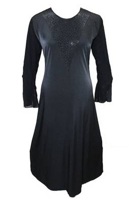 Black Colour Diamond Stone Work Strechable Lycra Fully Stitched Burkha 1