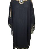 Black Colour Diamond Stone Work Lycra  And  Georgette Fully Stitched Burkha With Shoulder Viel Style