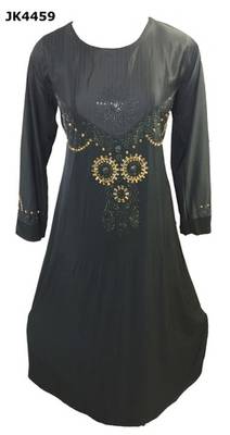 Black Colour Diamond Stone Work Strechable Lycra Fully Stitched Burkha 1