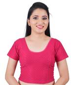 Pink Cotton Lycra Solid stitched blouse