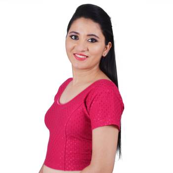 Pink Cotton Lycra Solid stitched blouse 2