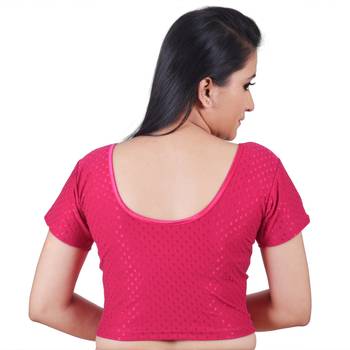 Pink Cotton Lycra Solid stitched blouse 3