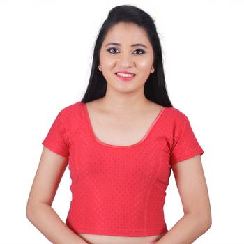 Pink Cotton Lycra Solid stitched blouse 1