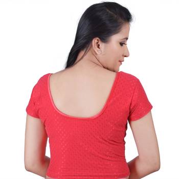 Pink Cotton Lycra Solid stitched blouse 3