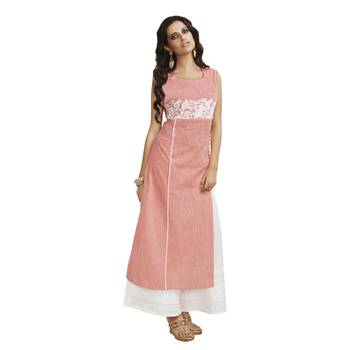 Peach embroidered cotton salwar 1
