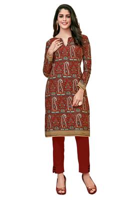 Red Printed Cotton Kurtas And Kurtis 1