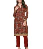 Red Printed Cotton Kurtas And Kurtis