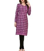 Purple Printed Cotton Kurtas And Kurtis