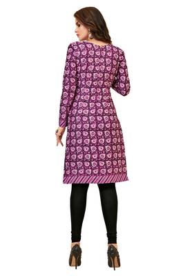 Purple Printed Cotton Kurtas And Kurtis 2