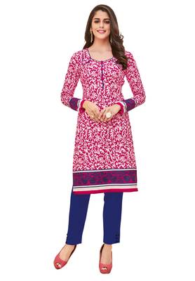 Pink Printed Cotton Kurtas And Kurtis 1
