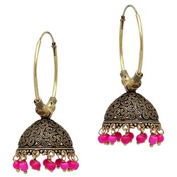 Rani Color Beads Jhumka Earrings For Girls  and  Women 1