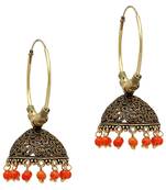 Orange Color Beads Traditional Jhumka Earrings