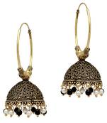 Partywear Special Black  And  White Color Beads Jhumka Earrings