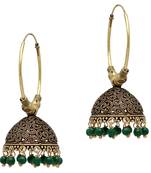 Green Color Beads Jhumka Earrings For Girls  And  Women