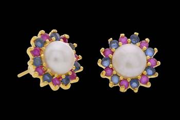 Beautiful Pearls N Colour Stone Studded Tops 1