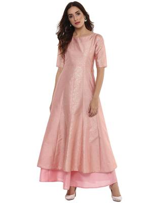 Pink  dupion silk stitched kurti 1