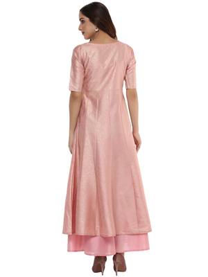 Pink  dupion silk stitched kurti 2