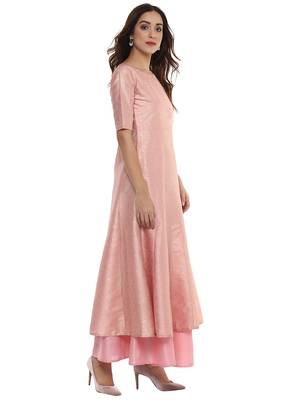 Pink  dupion silk stitched kurti 4