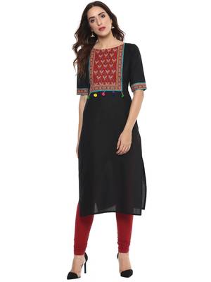 Black  cotton stitched kurtas-and-kurtis 1
