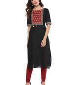 Black  cotton stitched kurtas-and-kurtis