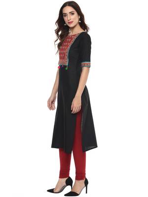 Black  cotton stitched kurtas-and-kurtis 3