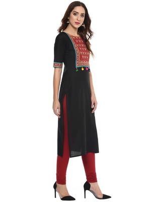Black  cotton stitched kurtas-and-kurtis 4