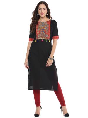 Black  cotton stitched kurtas-and-kurtis 1