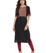 Black  cotton stitched kurtas-and-kurtis