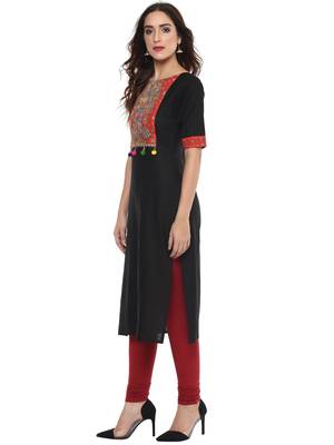 Black  cotton stitched kurtas-and-kurtis 3