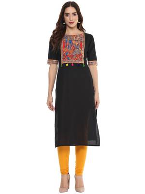 Black  cotton stitched kurtas-and-kurtis 1