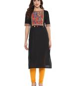 Black  cotton stitched kurtas-and-kurtis