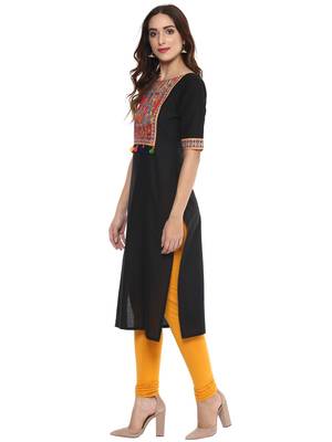 Black  cotton stitched kurtas-and-kurtis 3