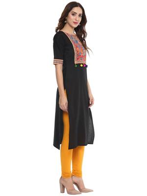 Black  cotton stitched kurtas-and-kurtis 4