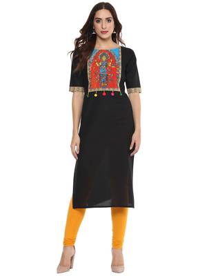 Black  cotton stitched kurtas-and-kurtis 1
