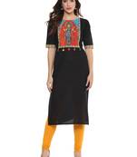 Black  cotton stitched kurtas-and-kurtis