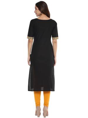 Black  cotton stitched kurtas-and-kurtis 2