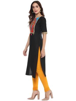Black  cotton stitched kurtas-and-kurtis 3