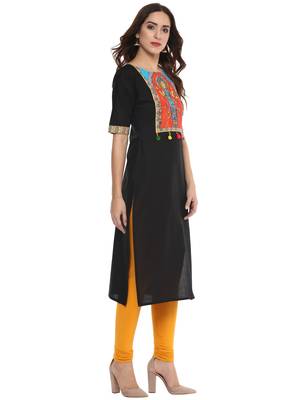 Black  cotton stitched kurtas-and-kurtis 4