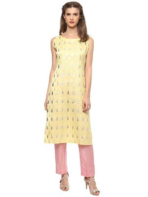 Yellow  dupion silk stitched kurtas-and-kurtis 1