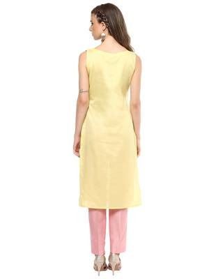 Yellow  dupion silk stitched kurtas-and-kurtis 2