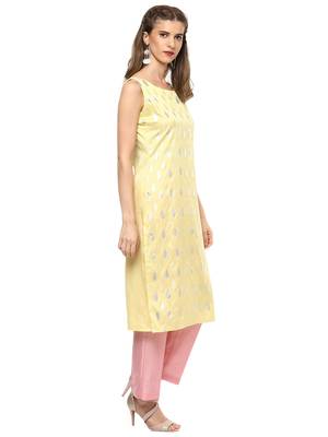 Yellow  dupion silk stitched kurtas-and-kurtis 4