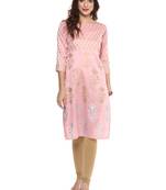 Pink  dupion silk stitched kurtas-and-kurtis
