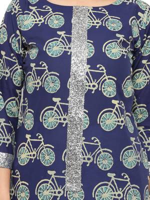 Blue  cotton stitched kurtas-and-kurtis 3