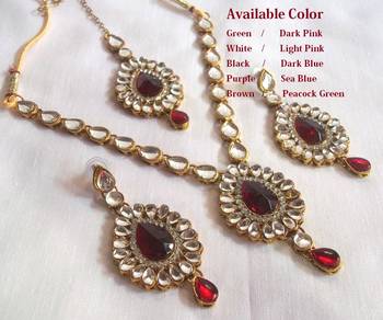 Maroon Kundan Necklace Set 1