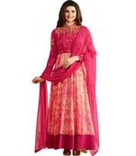 Pink Embroidered Georgette Anarkali Salwar With Dupatta