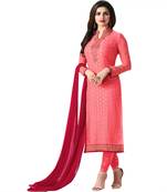 Pink Embroidered Brasso Salwar With Dupatta