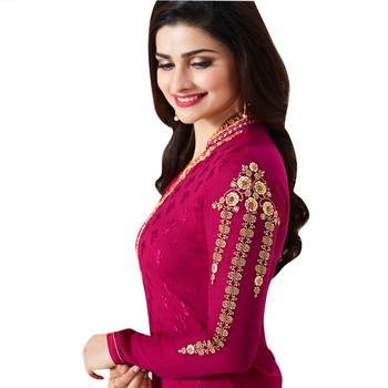 Pink embroidered brasso salwar with dupatta 3