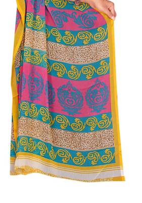 Multicolor printed chiffon saree with blouse 2
