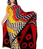 Multicolor printed georgette saree with blouse