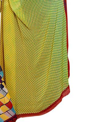 Light green printed georgette saree with blouse 2